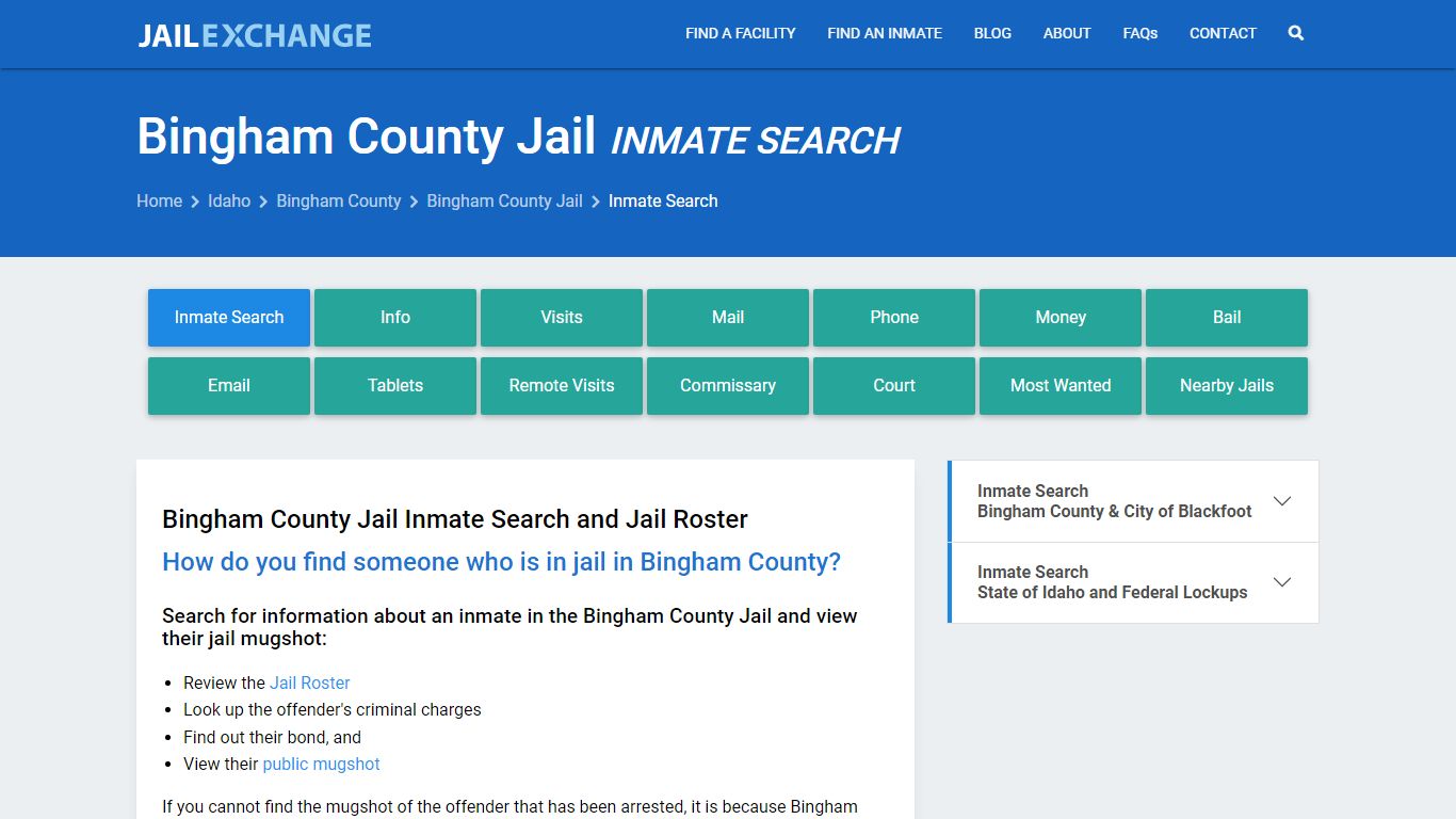 Inmate Search: Roster & Mugshots - Bingham County Jail, ID